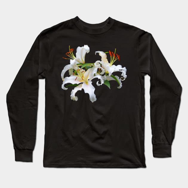 Elegant Casablanca White Oriental Lilies Long Sleeve T-Shirt by walkswithnature